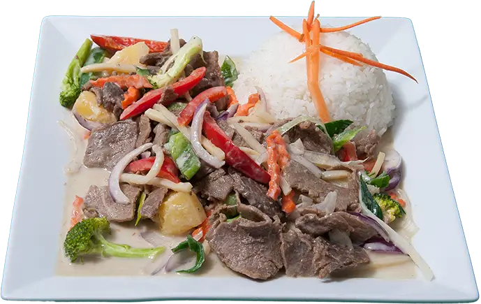 Lunch: Biffgryta i panang/röd curry, kokosmjölk, grönsaker och ris. Thaimat Botkyrka, Thaimat Huddinge, Thaimat Slagsta, Thaimat Strängnäs, Thaimat Flemmingsberg.